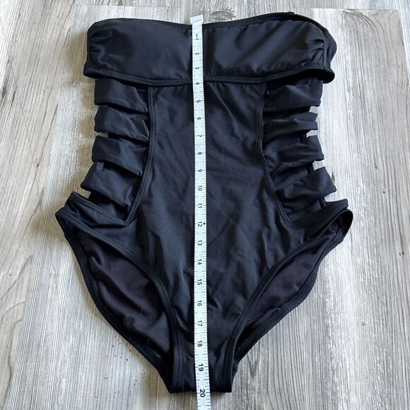 Kenneth Cole Reaction Strapless One Piece Bathing Suit With Side Cutouts Size S - Picture 4 of 7